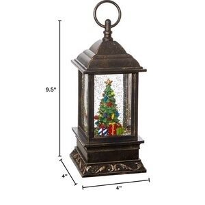 Bronze Christmas Tree Light Water Lantern 4" x 9.5"